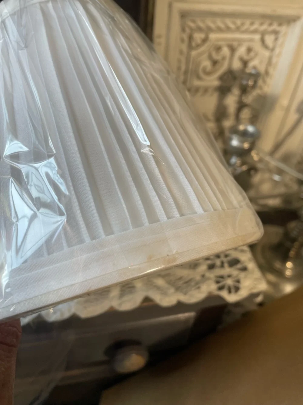 IKEA Arstid silver nickle plated white shade wall lamp